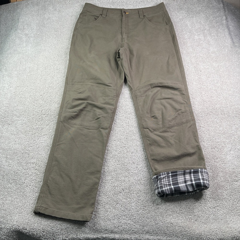 Eastern Mountain Sports Pants Mens 36x34 Olive Flannel Lined Fencemender Rebar